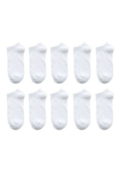 TUĞBABABY 1. Ποιοτικές Unisex 10 Ζεύγη Κάλτσες Οικονομικές Λευκές Μποτάκια
