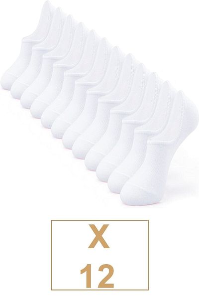 TUĞBABABY Unisex Cotton Invisible Sneakers Κάλτσες Λευκές 12 Ζεύγη Bgk- 971421