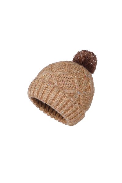 Fonem Pompom Cotton Net Beanie Fo 2654 Mustard Color