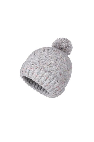 Fonem Women's Pompom Cotton Filay Beanie Fo 2654 Gray