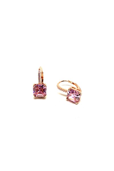 Saras Jewels Pembe Taşlı Kare Küpe