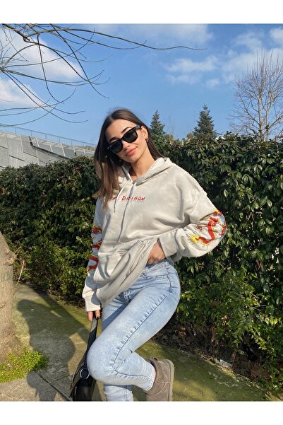 Jose Clothing Φούτερ με κουκούλα καγκουρό με κουκούλα σε γκρι Dragon