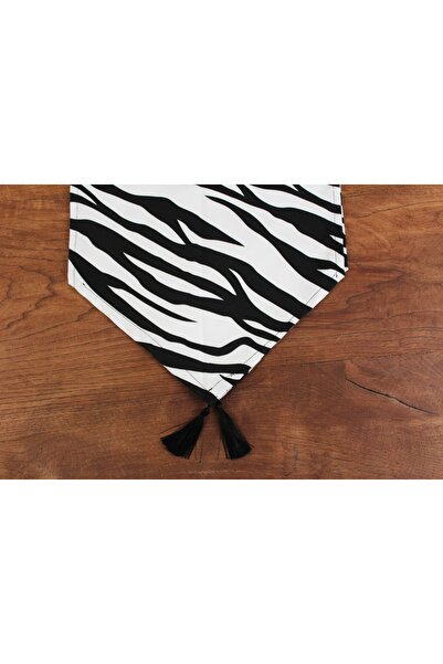 HALFART Siyah Beyaz Zebra Desenli Runner (masa Örtüsü, Amerikan Servisi)
