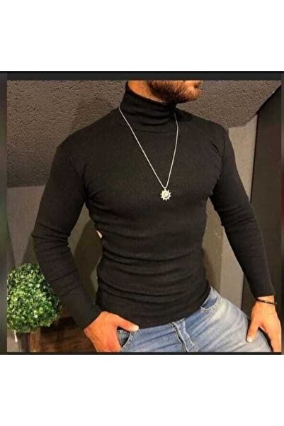 nacar çarşı Vollständig bedeckender Slim-Fit-Strickpullover mit Rollkragen