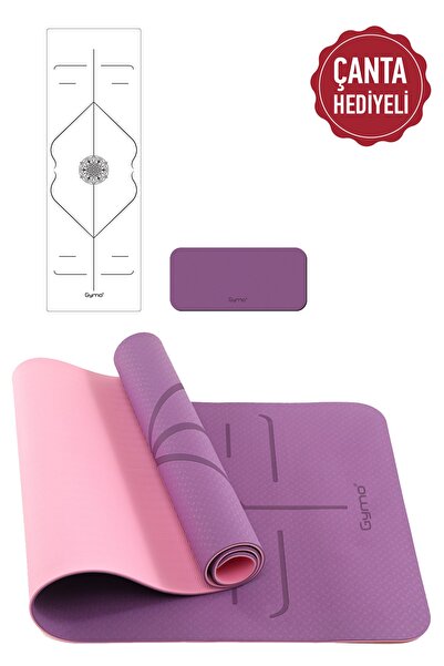 Gymo Hizalamalı 6mm Tpe Yoga Matı Pilates Minderi Diz Dirsek Ve Koruyucu Mat ...