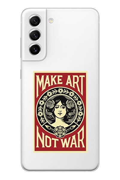 shoptocase Galaxy S22 Uyumlu Şeffaf Make Art Not War Telefon Kılıfı