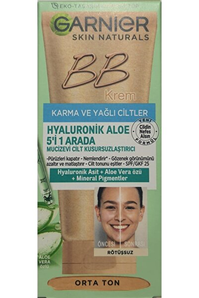 Garnier Bb Krem Karma Ve Yağlı Ciltler Orta Ton 5i1 Arada Hyaluronik Aloe 50ml