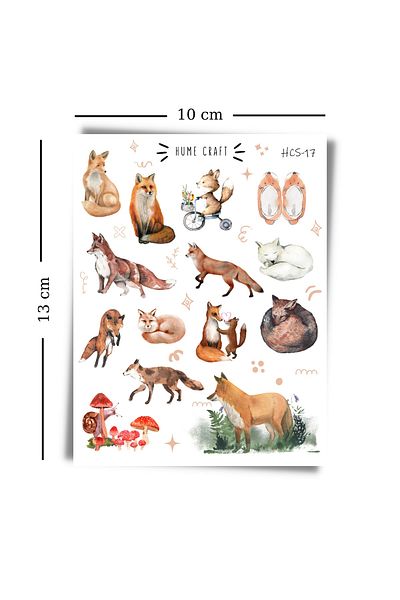 Hume Craft Set de autocolante cu tematică Fox potrivit pentru Agenda Planner Bullet Journal