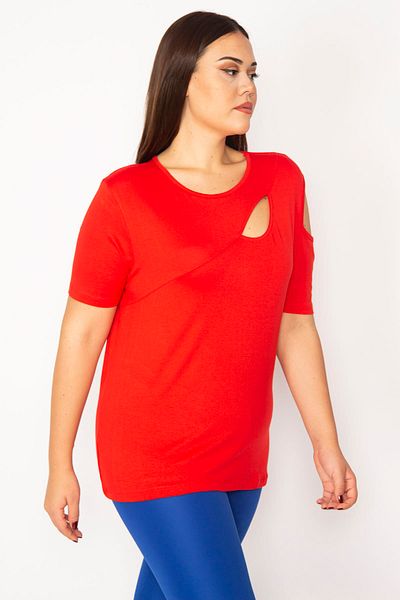 Şans Plus Size Blouse - Red - Regular fit