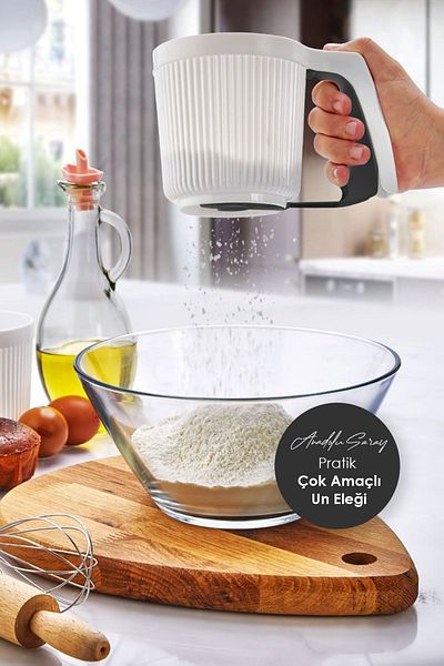 Anadolu Saray Çarşısı Practical Flour Screen - Pull Drop, Multi-Purpose Flour and Powdered Sugar Screen, 1 Piece
