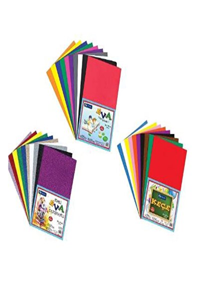 everart Anaokulu Etkinlik Seti Simli Yapışkanlı Eva Düz Eva Keçe