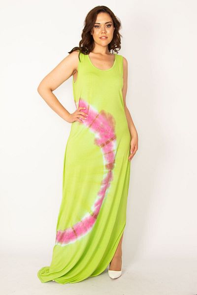 Şans Plus Size Dress - Green - Ruffle hem