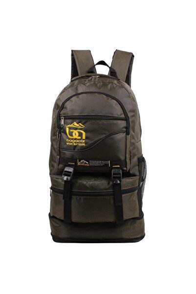 Bagacar Haki Körüklü Dağcı Sırt Çantası 65 Litre Kapasiteli Kamp Çantası
