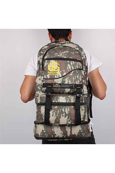 Bagacar Camouflage Bellows Mountaineer Backpack 65 Liter Capacity Camping Bag
