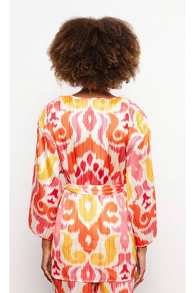 LC Waikiki Shawl Collar Patterned Long Sleeve Women's Kimono