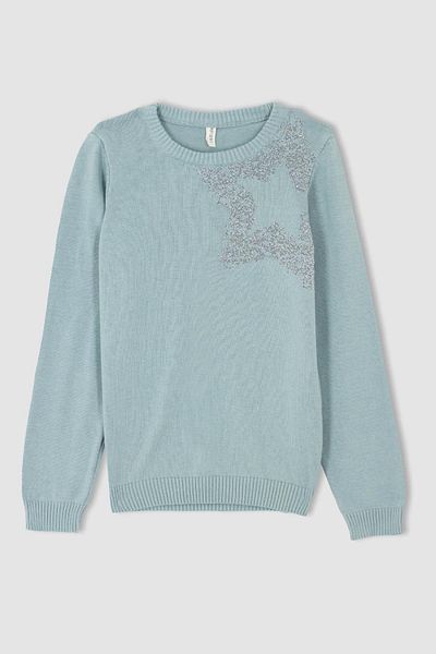 DeFacto Dívčí úpletový svetr Regular Fit Crew Neck