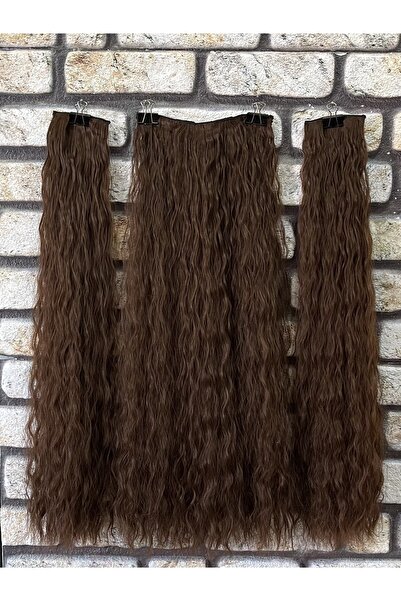 Fenomen Peruk Yarımay+2 Yan Dalgalı Kahve Tonu Çıt Çıt