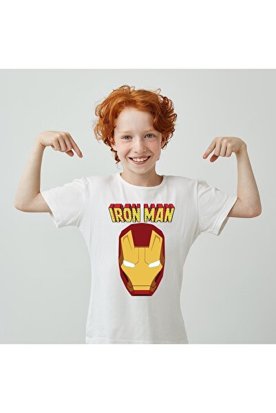 hilon Iron Man Marvel Baskılı Unisex Çocuk Tişört H04