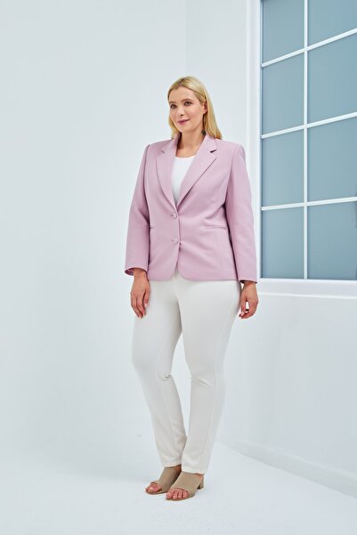 Fagi Jachetă clasică liliac cu nasturi de mărime mare pentru femei