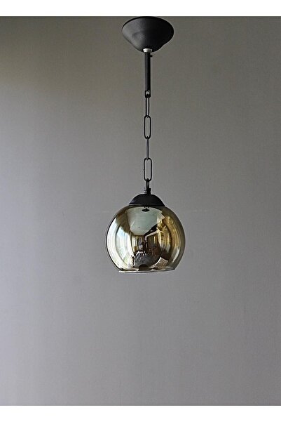 ONUR AVİZE Retro Spor Füme Camlı Siyah Tekli Sarkıt