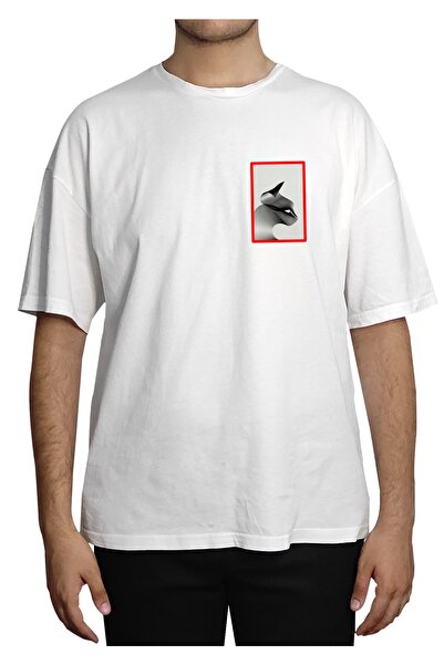 valuemoonrose Unisex Ön Ve Arka Kedi Baskı Detaylı T-shrit