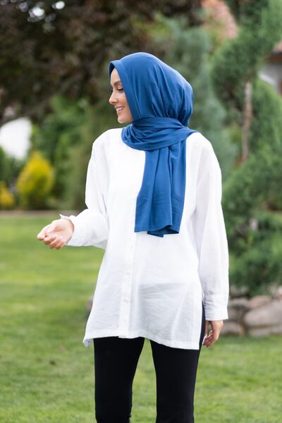 ELANS Combed Cotton Ready Practical Shawl Scarf Denim Blue