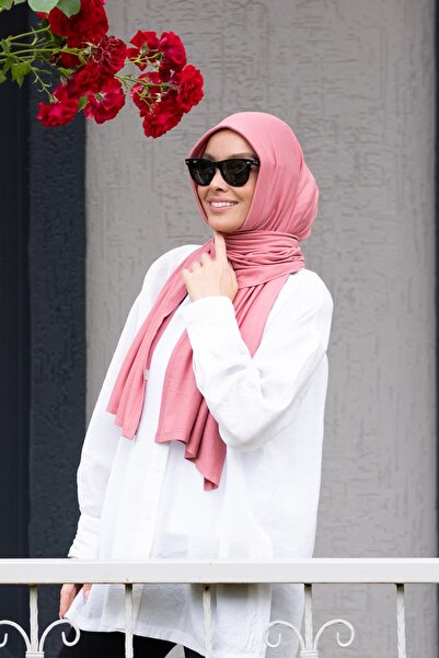 ELANS Combed Cotton Ready Practical Shawl Scarf Dried Rose