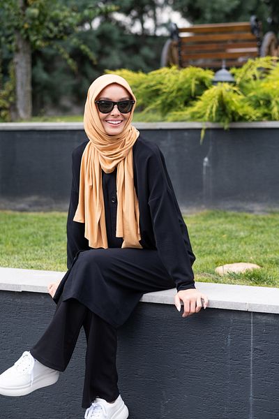 ELANS Combed Cotton Ready Practical Shawl Scarf Mustard