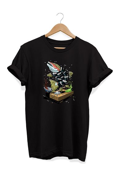 remonz Μπλουζάκι Food Series Salmon Printed 100% Cotton Plus Size T-shirt
