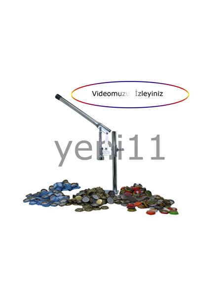 yeni11 Gazoz Soda Kapağı Kapatma Makinesi + 500 Kapak Şişe Kapatma Aleti