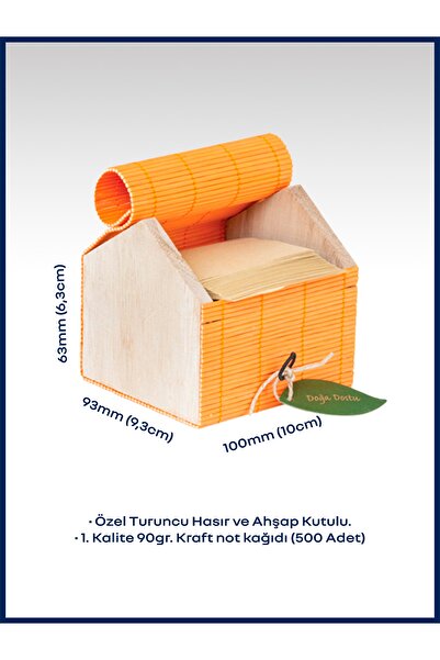 EGESTA Geri Dönüşümlü Hasır Ve Ahşap Kutulu Kraft Özel Notluk - Turuncu