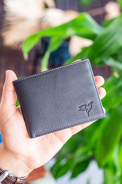 Garbalia Chapel Genuine Leather Classic Anthracite Men's Wallet with Coin Compartment