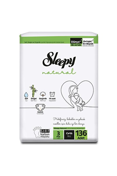 Sleepy Bebek Bezi Midi 3 Beden 136 Adet 4-9 kg