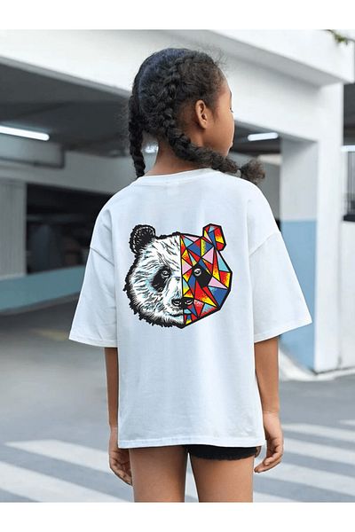 VASK Παιδικό μπλουζάκι με λαιμόκοψη Unisex πολύχρωμο Panda Cotton Crew Neck