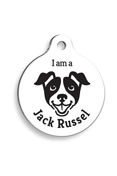 KobalBusiness علامة جرو مستديرة بيضاء من جاك راسل - كبيرة: 3.8 سم