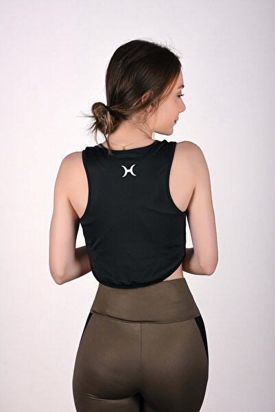 HALVMAN Women's Sports Crop Athlete Black Hlv1335