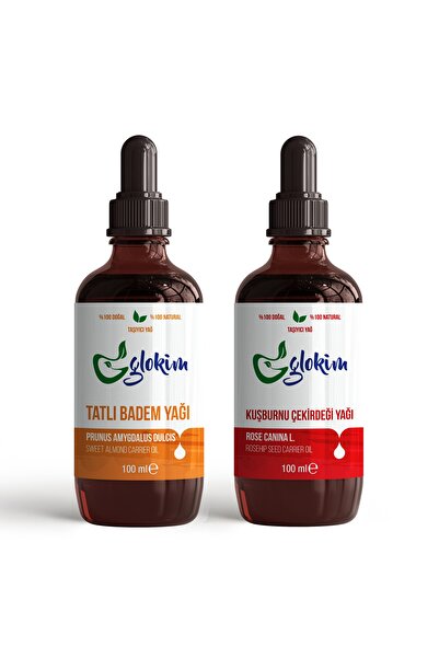 GLOKİM 100 مل زيت اللوز الحلو وزيت بذور ثمر الورد