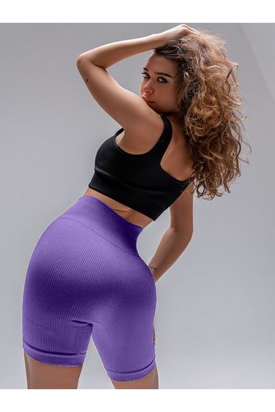 MİSTİRİK Dublin Model Pantaloni scurți biker fără cusături cu talie înaltă Culoare liliac027