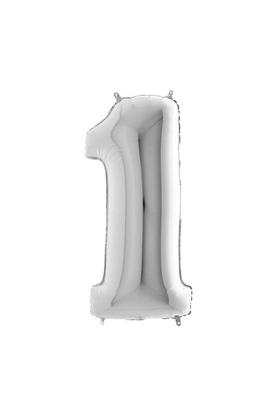 Carnaval 1 Number Silver Foil Balloon 100 cm 40