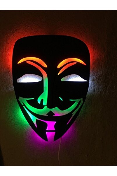 ÇAKRA 3d Maske Led Işıklı Ahşap Tablo 50x35cm
