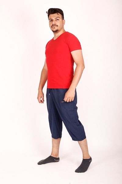 nacar çarşı Unisex Linen Fabric Raw Cloth Summer Comfortable Navy Blue Bermuda Capri