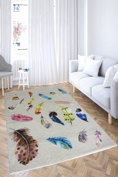 Nur Home Tekstil Açelya Model 4m2, 5m2, 6m2 , Kaymaz, Dijital Baskılı Mutfak Salon Süngerli Halı Örtüsü