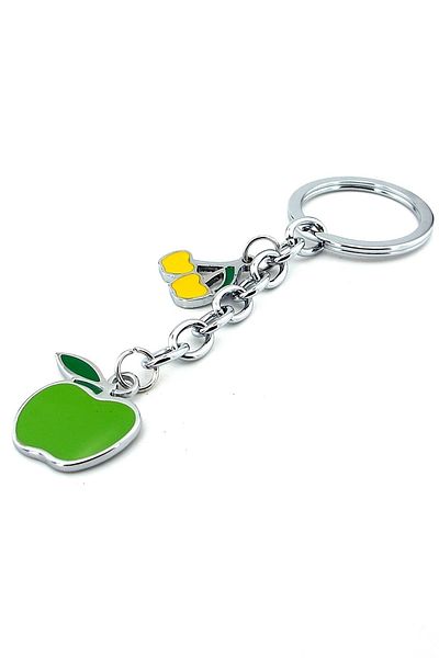Solfera Green Apple Yellow Cherry Fruit Hanging Metal Keychain Kc973