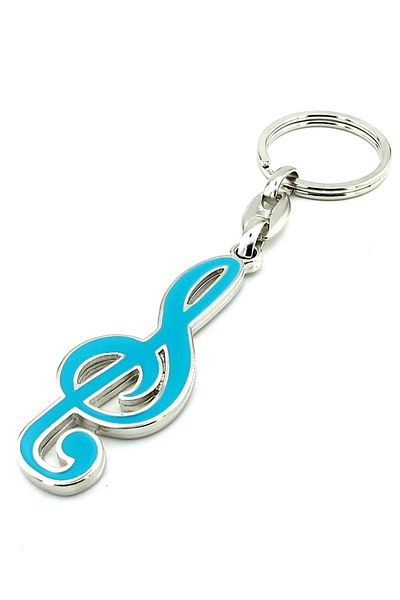 Solfera Turquoise Colored Left Key Music Metal Keychain Kc974