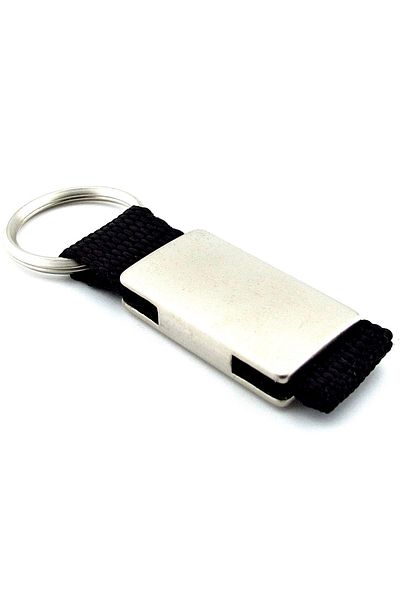 Solfera Black Braided Gray Metal Rectangular Metal Keychain Kc978