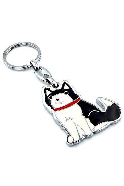 Solfera Husky Dog Red Collar Metal Keychain Kc982