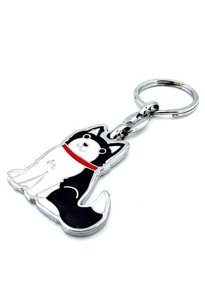 Solfera Husky Dog Red Collar Metal Keychain Kc982