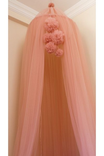 G&G baby Gg Baby Luxury Ceiling Hanging Powder Pink Pompom Crib Mosquito Net