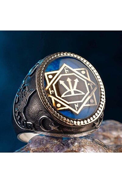 Anı Yüzük Bir Ölür Bin Diriliriz Yazılı Oğuz Kağan Mührü Gümüş Erkek Yüzük