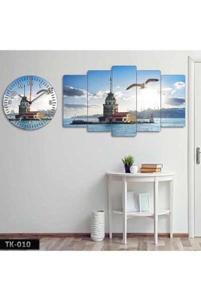 EVLOYA Kız Kulesi Ve Martı - Tablo Saat Kombini